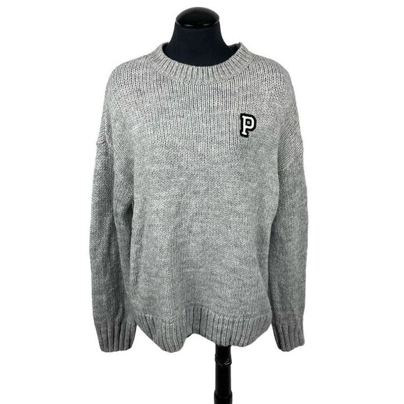 Pink By Victoria’s Secret Gray Knit Crew Neck Sweater - Women’s M - Picture 1 of 9